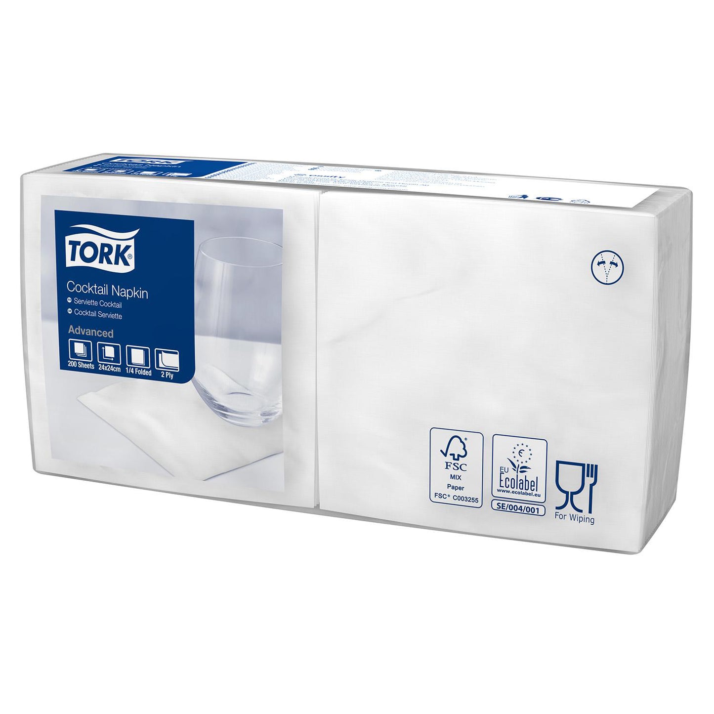 Serviet Tork 24x24cm 2-lag Hvid,200 stk/pk