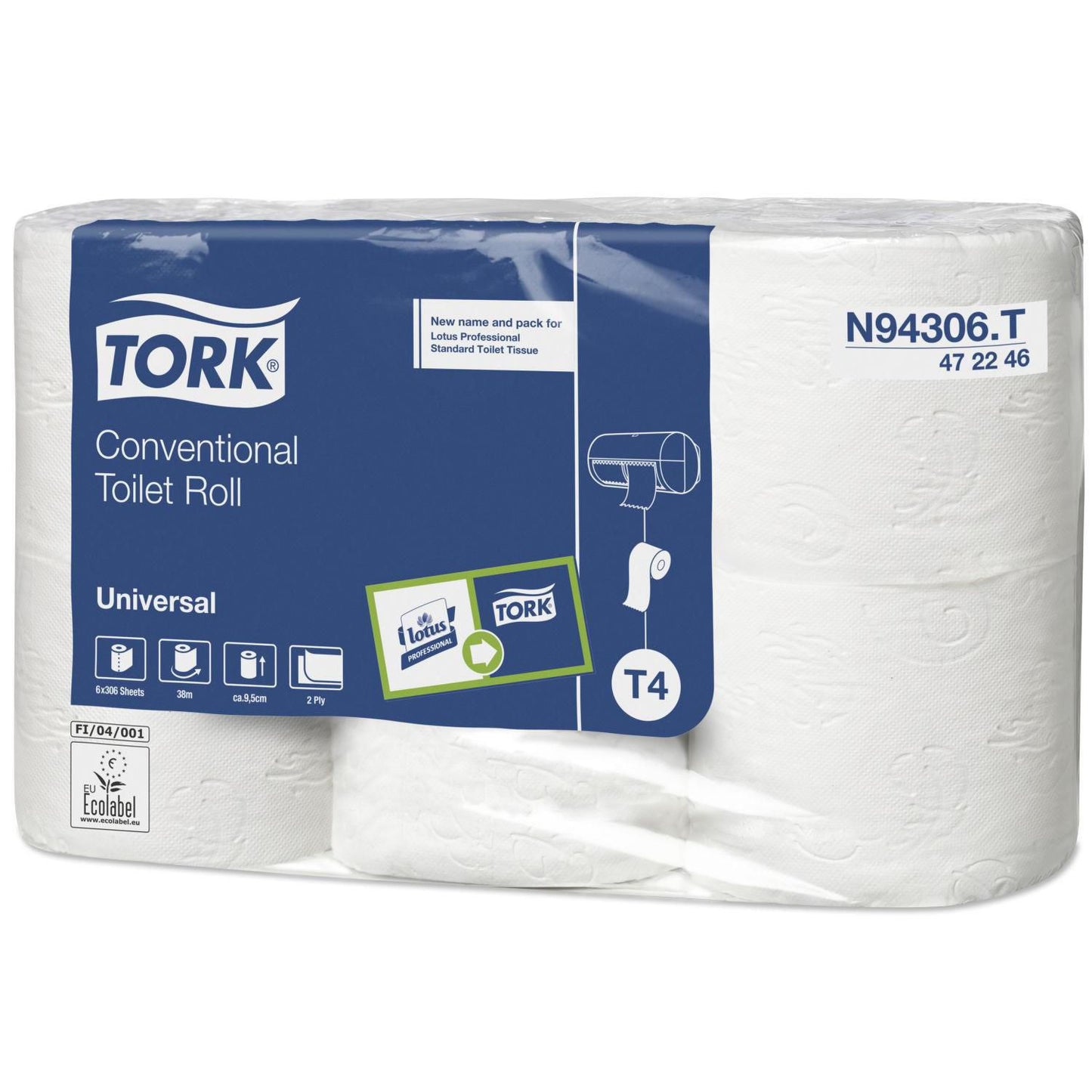 Toiletpapir Tork Universal 2-lag 38m,7 pk x 6 rl/krt