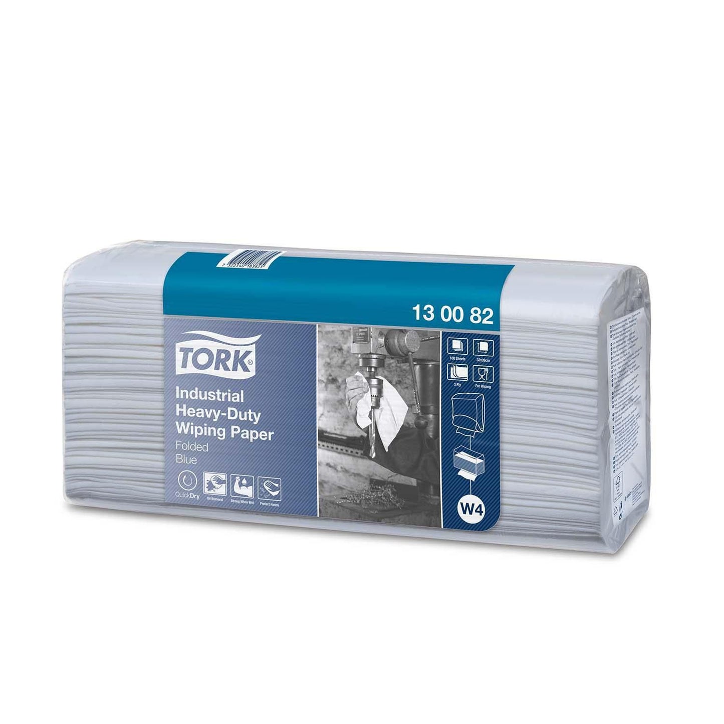 Aftørringsklud Tork Ekstra Kraftig W4 3-lag 324x385mm Toppak Blå,5 pk x 100 stk/krt