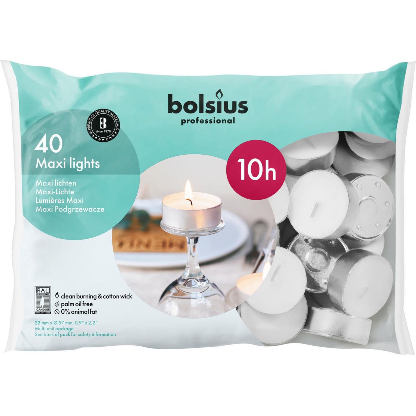 Fyrfadslys stor Brændetid 10 timer Hvid,40 stk/ps