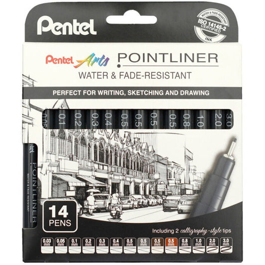 Pentel YS20P fineliner 0,03-3,0mm 14stk