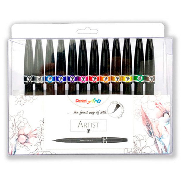 Pentel SESF30C Brush fiberpen 12stk