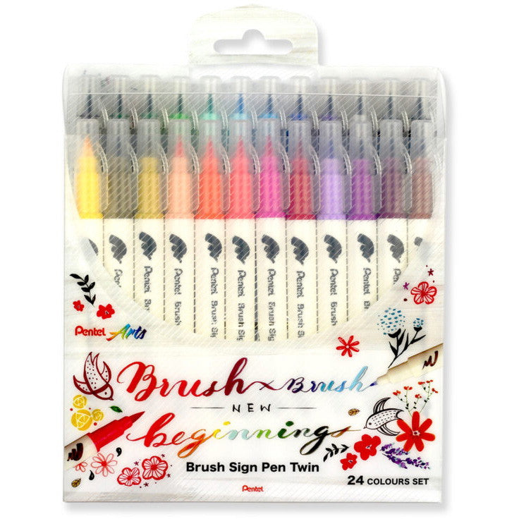 Pentel SESW30 Brush Sign Pen Twin 24stk