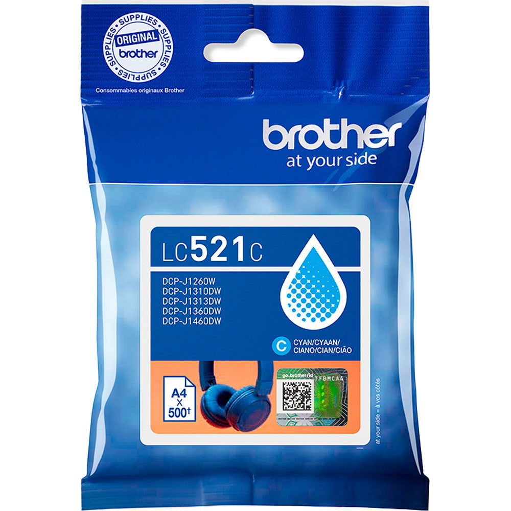 Brother LC521C Cyan blækpatron 500ark