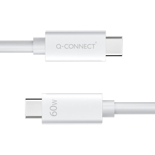 Q-Connect USB-C til USB-C kabel 60W 1,2m hvid