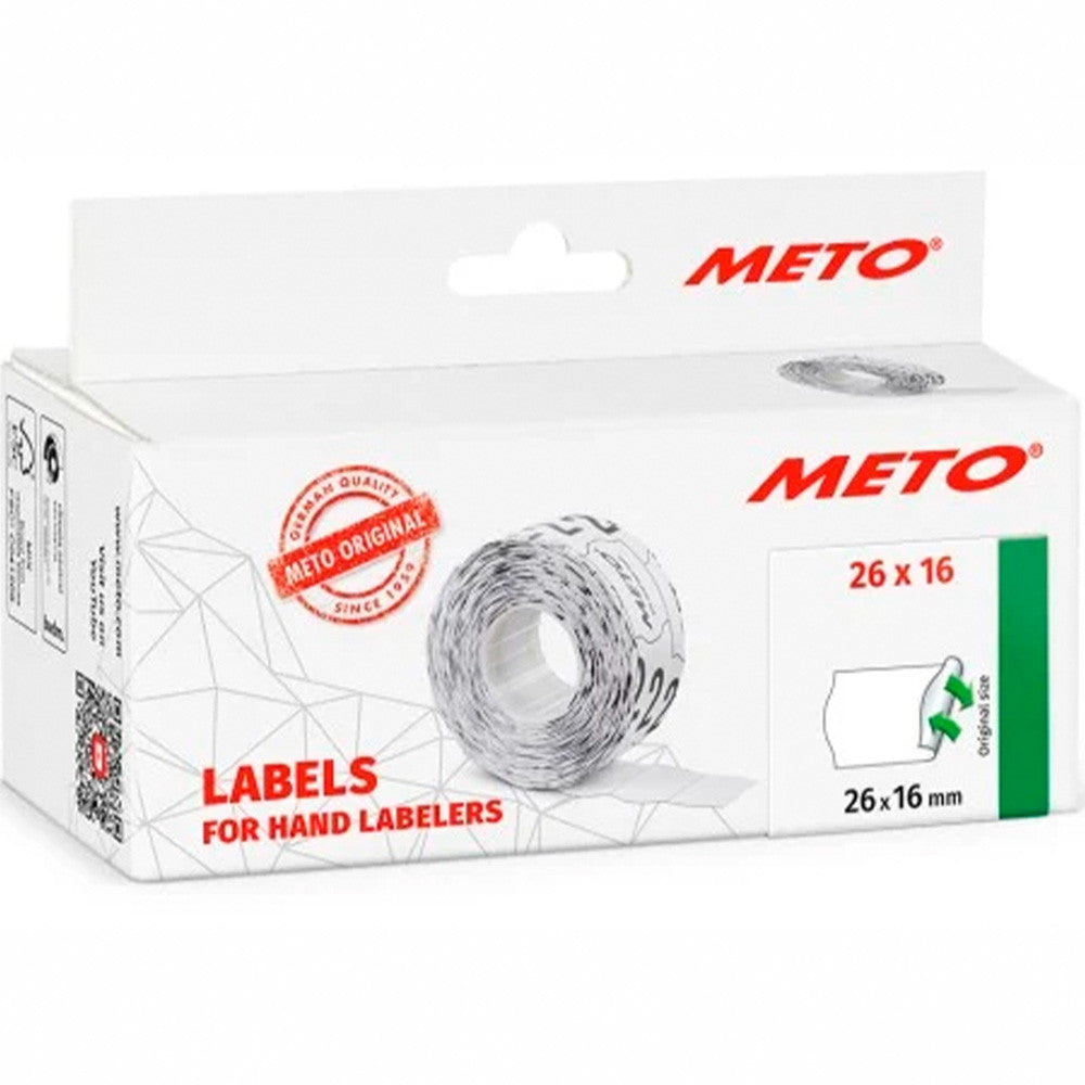 Meto aftagelige prisetiketter 26x16mm hvid 6rl
