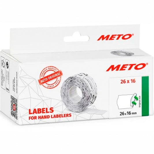 Meto aftagelige prisetiketter 26x16mm hvid 6rl