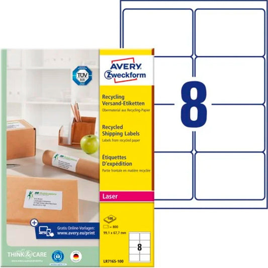 Avery shipping etiketter genbrugspapir 99,1x67,7mm råhvid