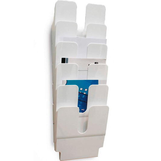 Durable Flexiplus brochureholder med 6 bakker A4 højformat hvid