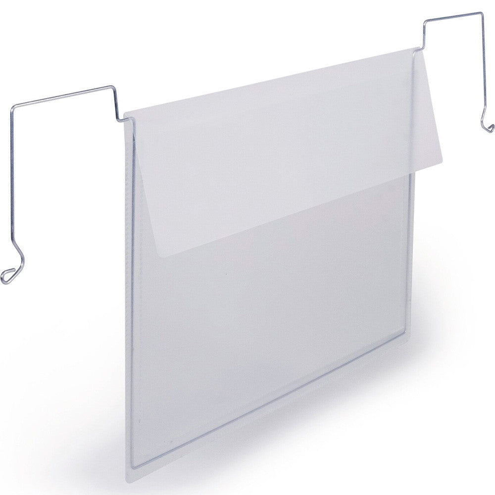 Durable lagerlomme m/wirebeslag og foldeflap A4 tværformat transparent