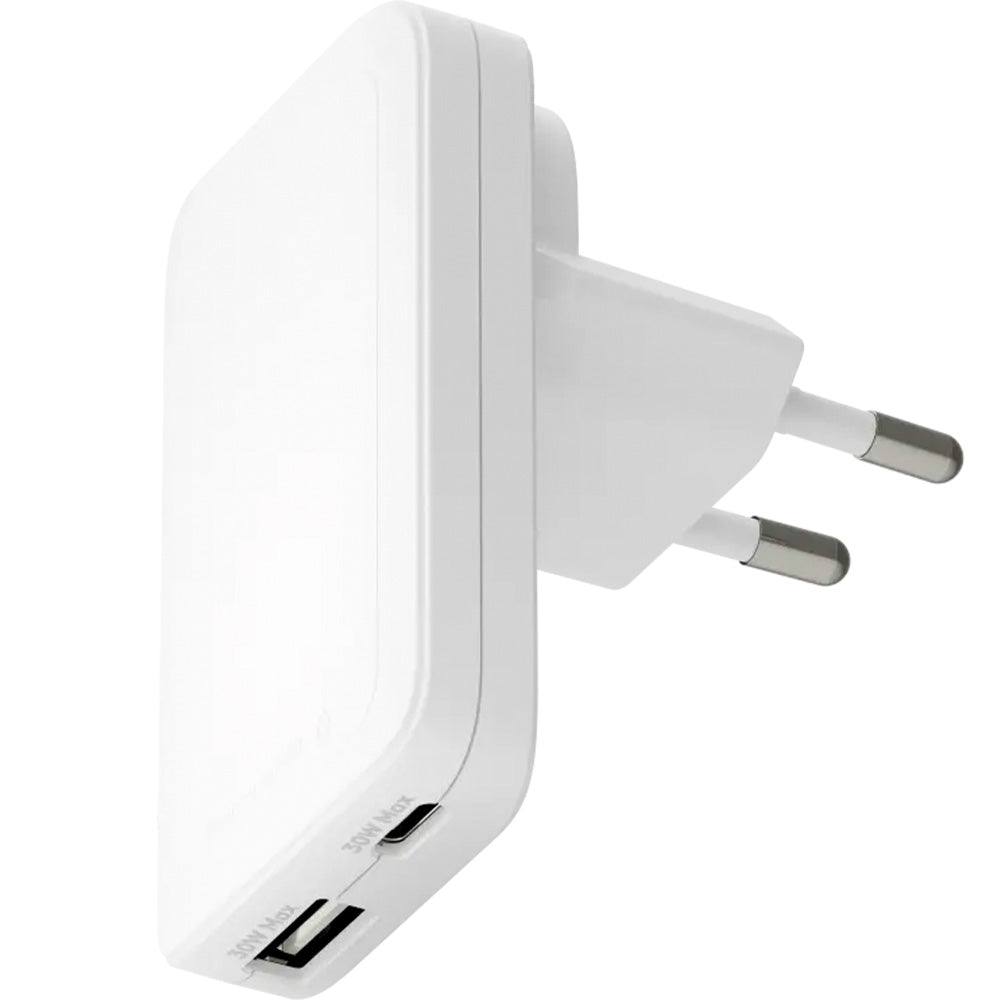 Dbramantelader1928 Re-Charge Pro slim oplader USB-C 30W +USB-A 30W hvid