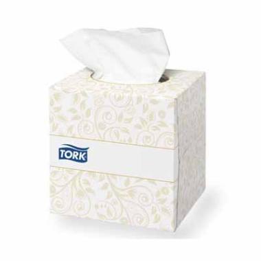 Serviet Tork Ansigtsserviet Cube F1 2-lag 20x21cm Hvid,30 pk x 100 stk/krt
