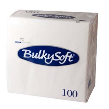 Serviet BulkySoft 33x33cm 2-lag Hvid,20 pk x 100 stk/krt