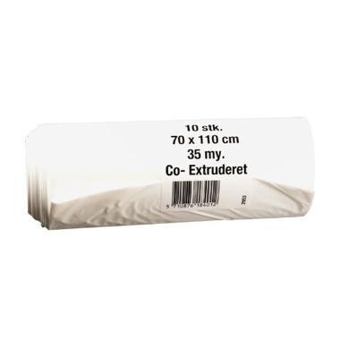 Sæk 100liter B700xL1100mm 35my Co-ekstruderet Hvid,10 stk/rl