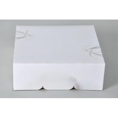 Kageæske hængslet låg S-Line L230xB230xH80mm pap uden rude hvid/grå,100 stk/krt