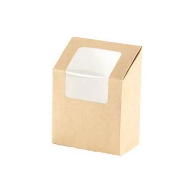 Wrapbox 130x90x50 mm med Vindue FSC-mærket Karton med PLA Brun,1000 stk/krt