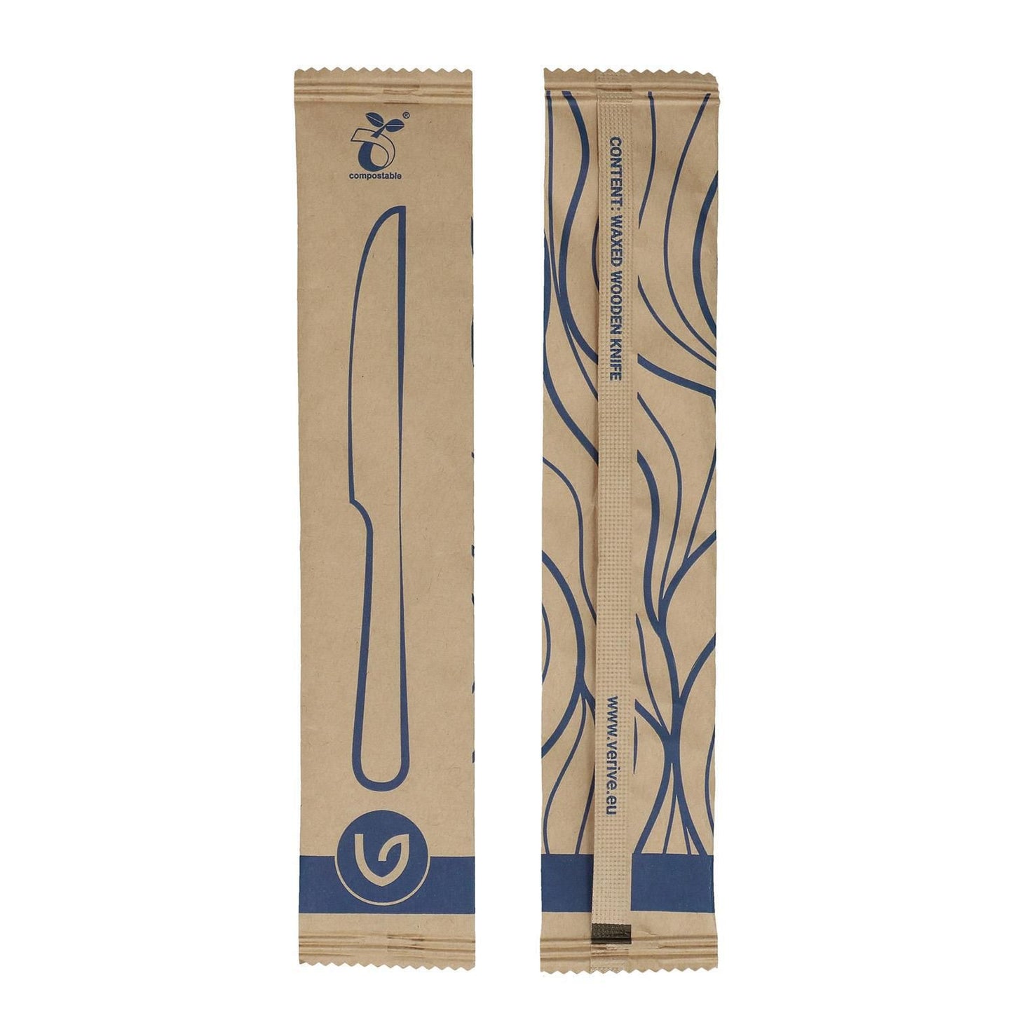 Kniv Enkeltpakket Verive L165mm Træ Natur,100 stk/pk