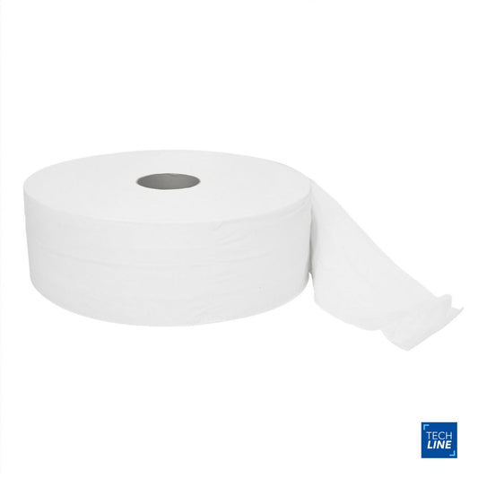 Toiletpapir Techline 2-lag Ø26xL380m Genbrugsfiber Hvid,6 stk/bk