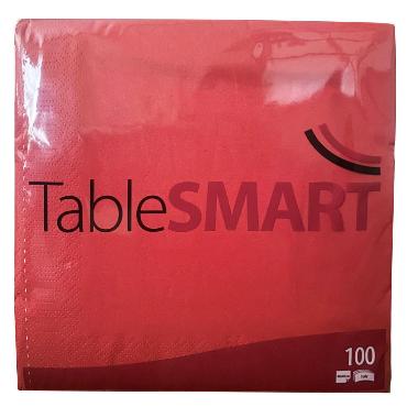 Middagsserviet, 1/4 Fold, 3-lags, 40x40, Rød, Tablesmart ( 100 stk )