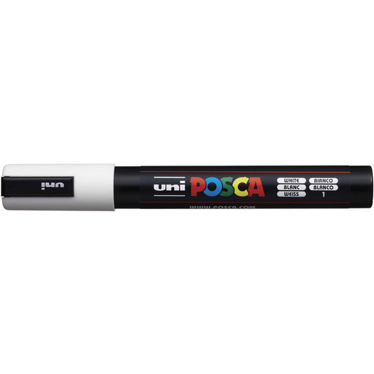 Uni Posca 5M tus med 2,5 mm spids i farven hvid