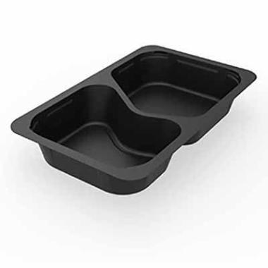 Bakke 2-rum 1/4 GN 630/500 ml 265x162x43 mm PP Sort,225 stk/krt