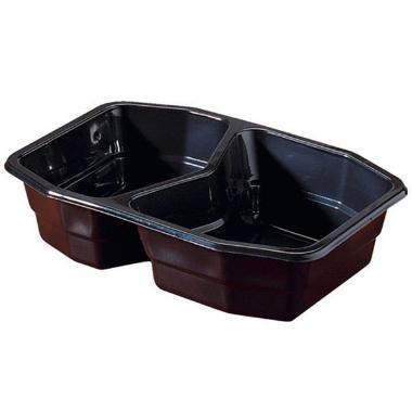 Bakke 2-rum 540/400 ml 215x148x50 mm HMR PP Sort,312 stk/krt