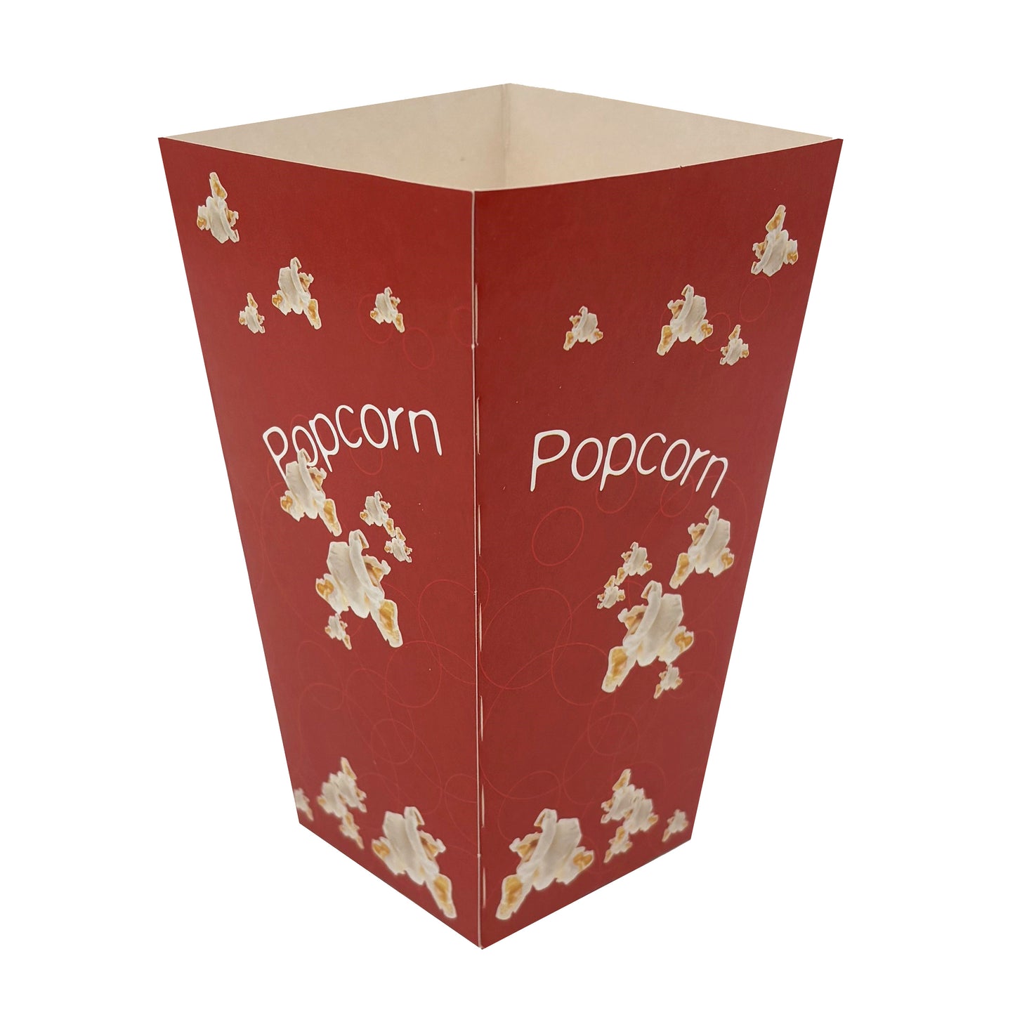 Popcornbæger 0.7 ltr 25 oz 155 mm Rød med hvide popcorn,50 stk/ps