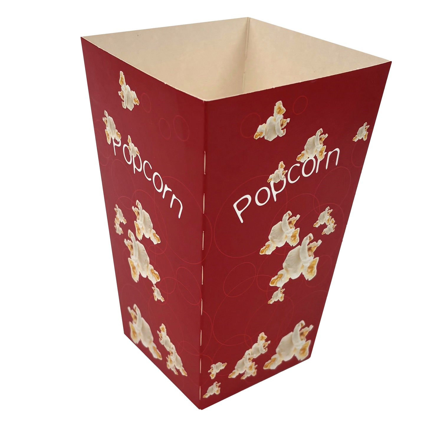 Popcornbæger 1.4 ltr 48 oz 180 mm Rød med hvide popcorn,50 stk/ps