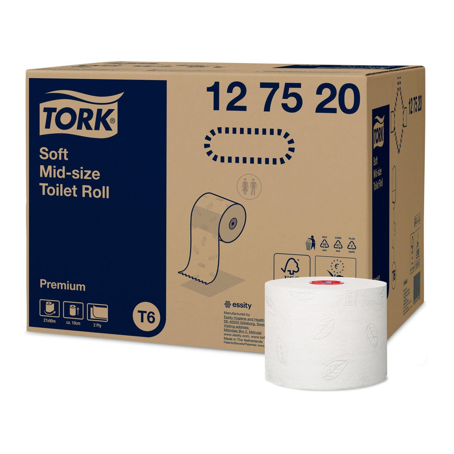 Toiletpapir Tork Premium T6 Mid-size 2-lag 90m,27 rl/krt