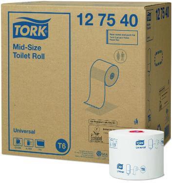 Toiletpapir Tork Universal T6 Mid-size 1-lag 135 m Hvid,27 rl/krt