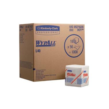 Aftørringsklud Wypall L40 1-lag 330x32 mm Hvid,18 pk x 56 stk/krt