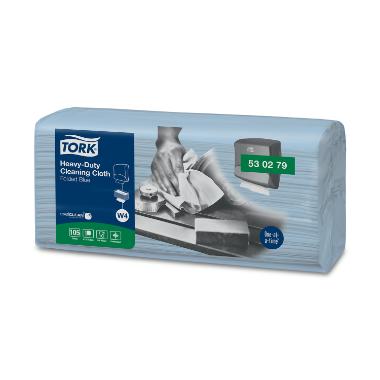 Aftørringsklud Tork Kraftig W4 1-lag 415x355mm Toppak Blå,4 pk x 105 stk/krt
