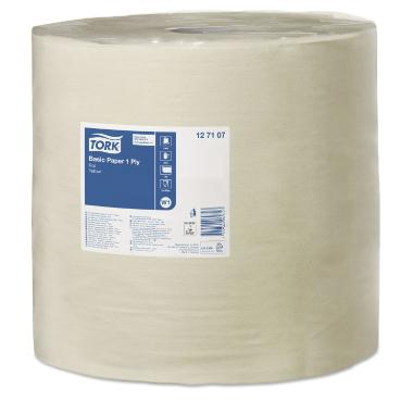 Aftørringsrulle Industri Tork Basic W1 1-lag Ø38cm B33cmxL1190m Genbrug Gul,1190 m/krt