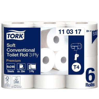 Toiletpapir Tork Premium T4 premium Extra soft 3-lag 34.7m,7 pk x 6 rl/krt