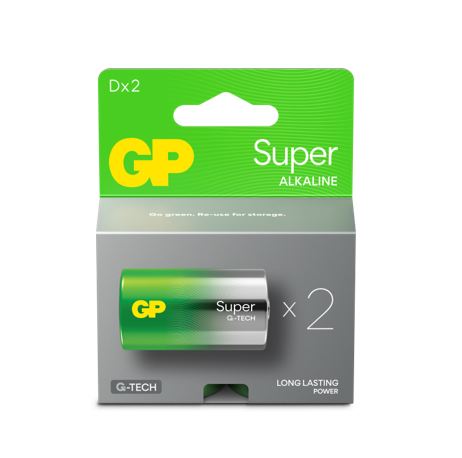 Batteri GP Super Alkaline D 2-pak,4 stk/pk