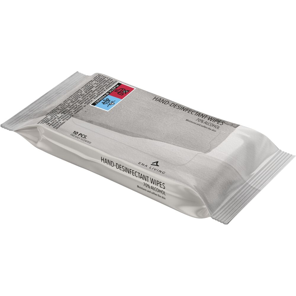 Hånddesinfektionsserviet, Ena Living, 20x18cm, 70% alcohol, 10 stk i flowpack /48 i karton