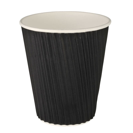 Kaffebæger, ABENA Gastro, 9cm, Ø8cm, 24 cl, 24 cl, sort, pap/PE, 8 oz, ripple wall