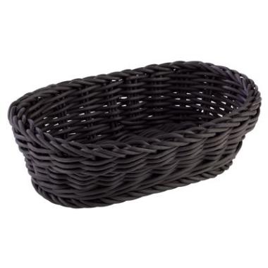 Brødkurv 19x12x6 cm Oval Kraftig flet PP Sort,stk