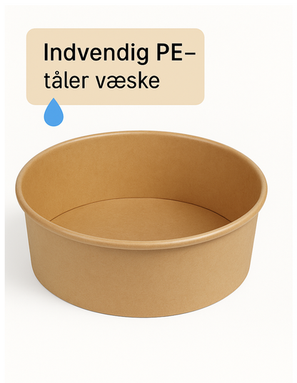 Salatskål Rund 750ml Ø148xH61mm Brun Pap m. PE (50 stk)
