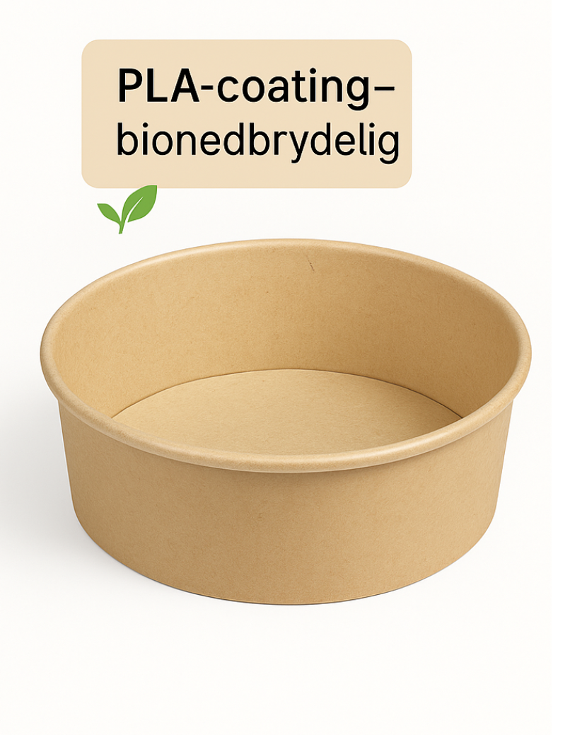 Salatskål Rund 500ml Ø150xH47mm Brun Pap m. PLA (50 stk)