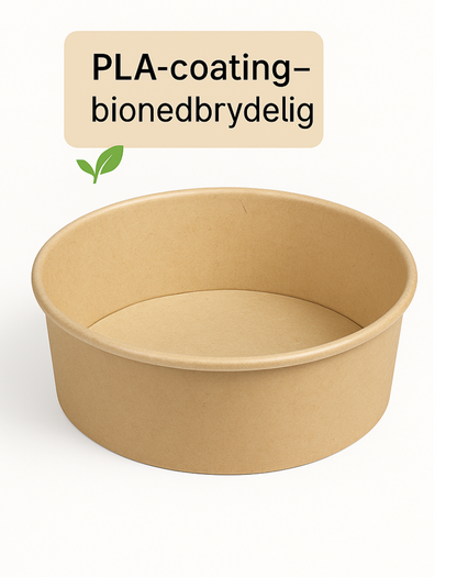 Salatskål Rund 500ml Ø150xH47mm Brun Pap m. PLA (50 stk)