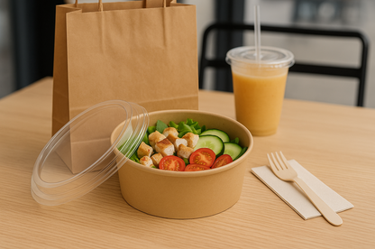 Salatskål Rund 750ml Ø150xH60mm Brun Pap m. PLA (50 stk)