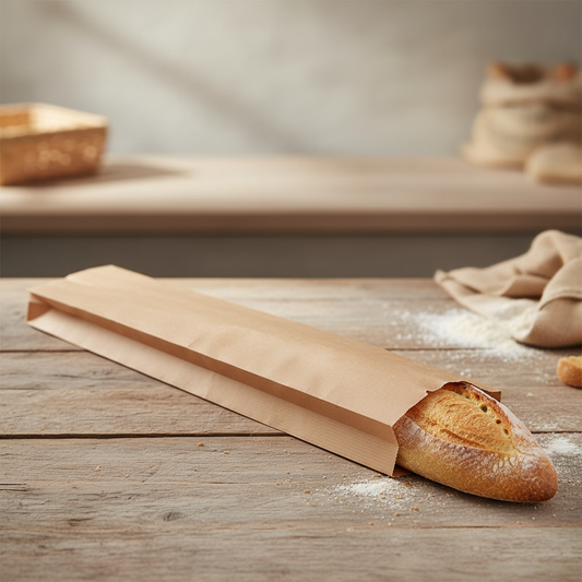 Baguettepose 65×13×5 cm Brun Papir uden rude – 1000 stk