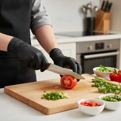 Engangshandske, M, Sort, nitril, pudderfri (100stk) Primesource