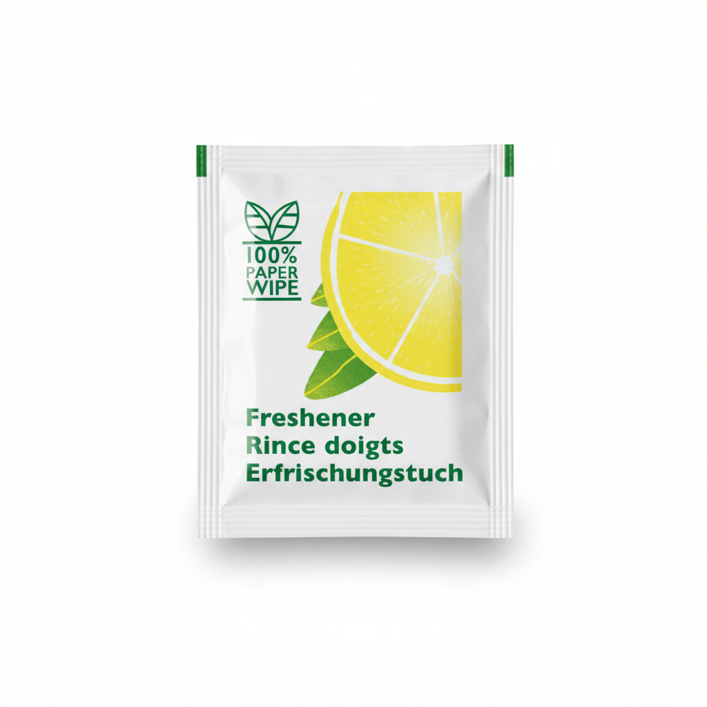 Vådserviet – citronduft, enkeltpakket, 1000 stk./krt.