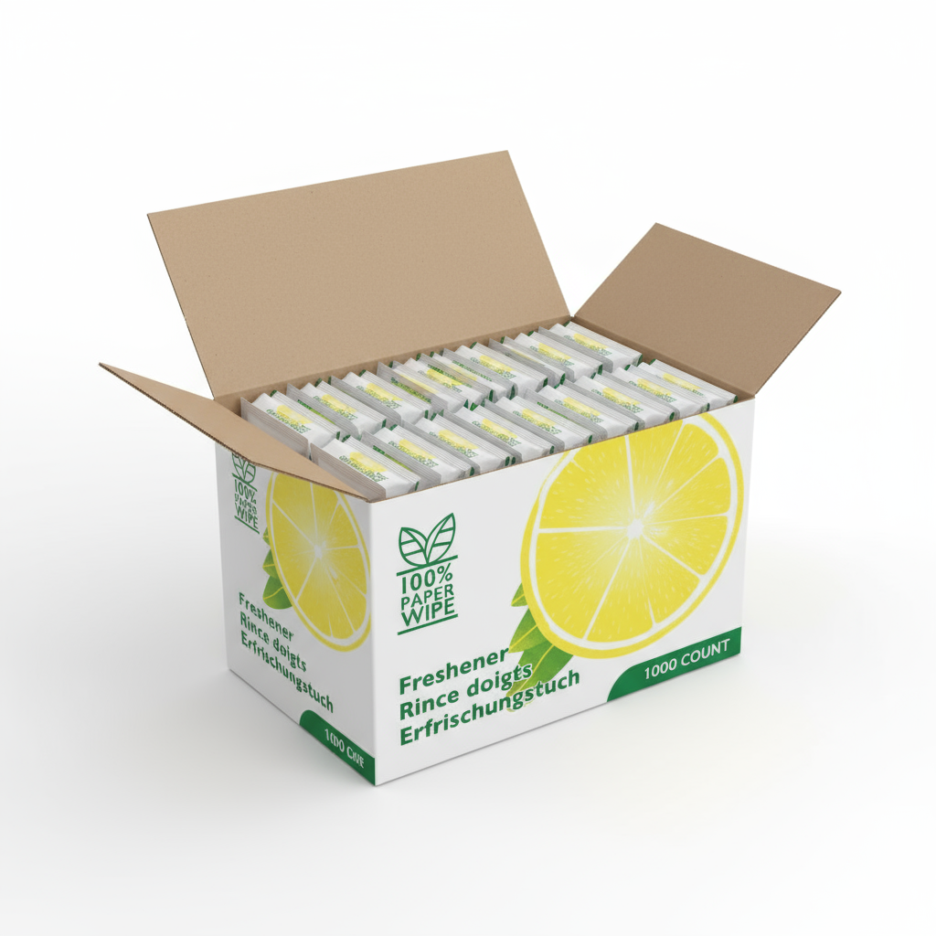 Vådserviet – citronduft, enkeltpakket, 1000 stk./krt.