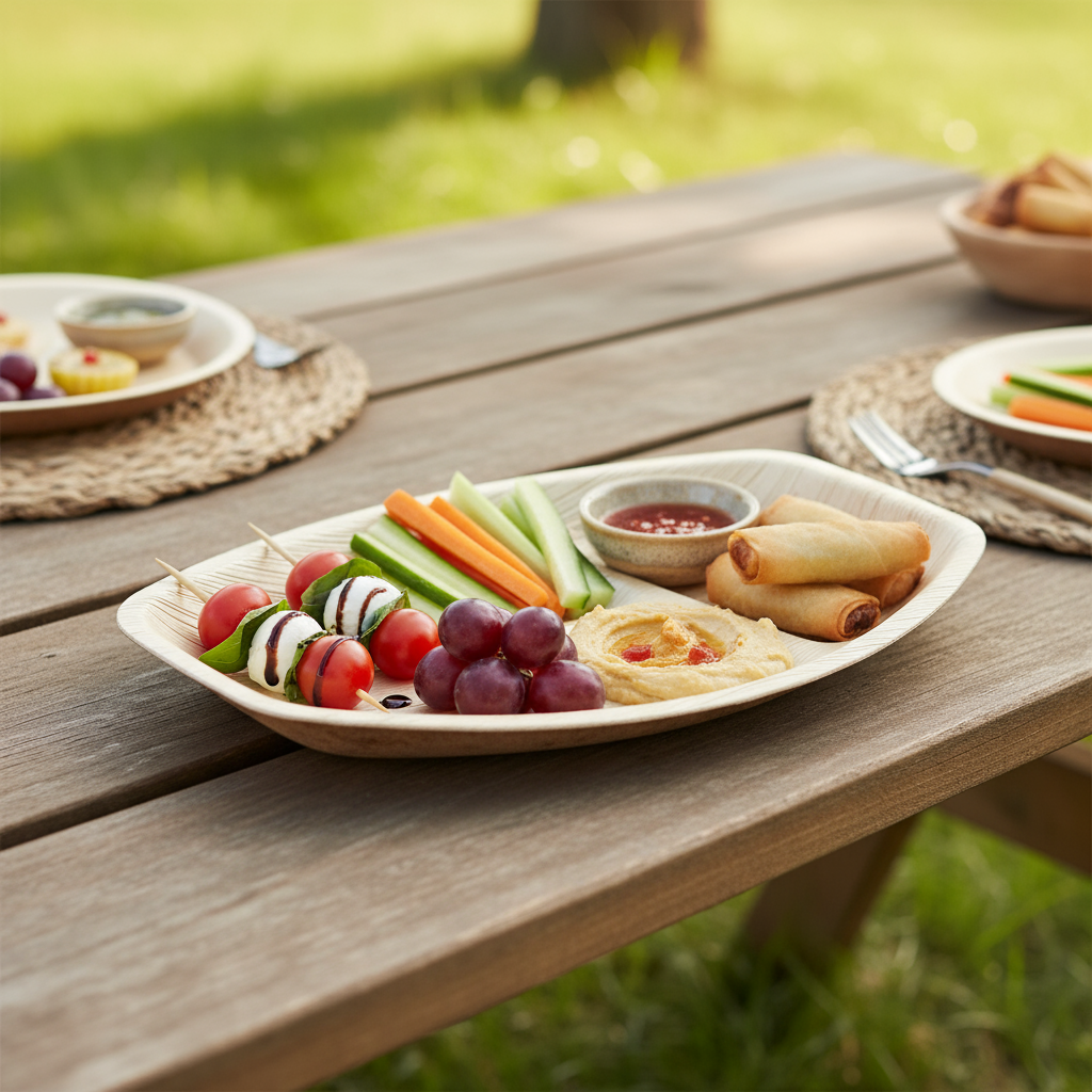 Palmeblad Fad Medium - 34,5x23,5 cm - Bionedbrydeligt - 100 stk. (4 pk á 25 stk.)