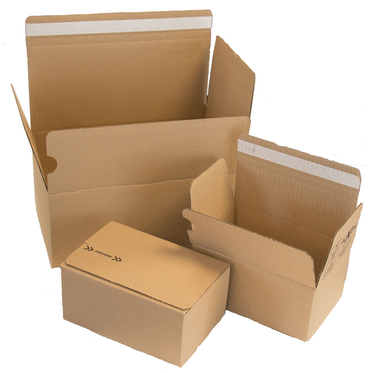 E-handelskasse Easy open Peal & Seal L180xB120xH80mm pap ubleget brun,10 stk/bdt