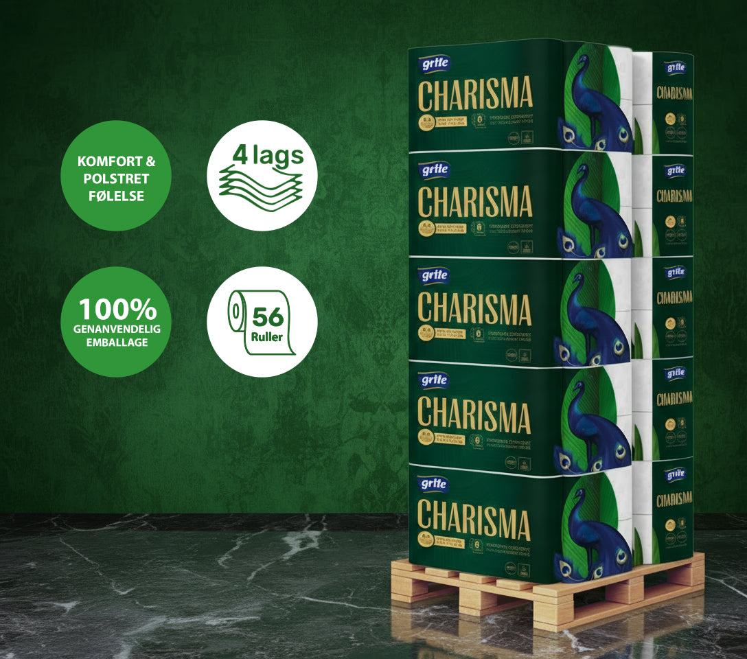 56 ruller | 4-lags Toiletpapir | Grite Charisma - 100% nyfiber
