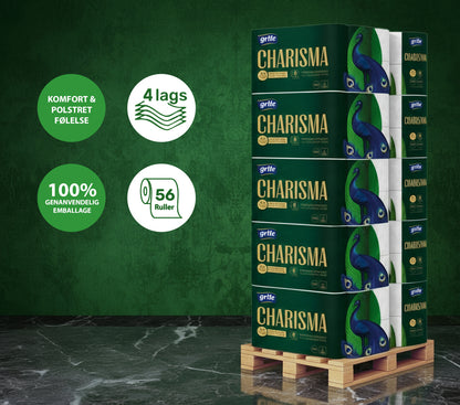 56 ruller | 4-lags Toiletpapir | Grite Charisma - 100% nyfiber